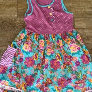Floral Kids Dress with Polka Dot Top